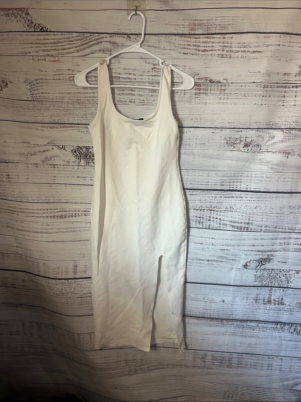 Forever 21 White Tank Midi Dress with Front Slit size medium